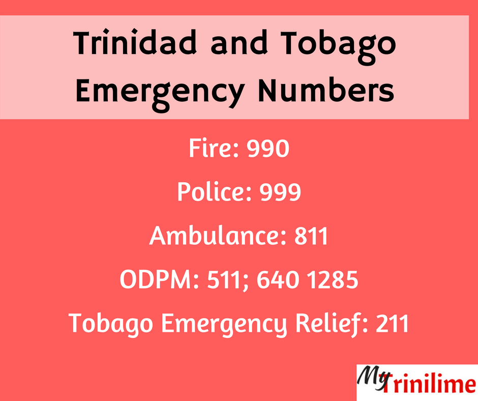 Trinidad And Tobago Emergency Numbers My Trini Lime   Ambulance 811Police 999Fire 990ODPM 640 1285 